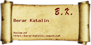 Berar Katalin névjegykártya